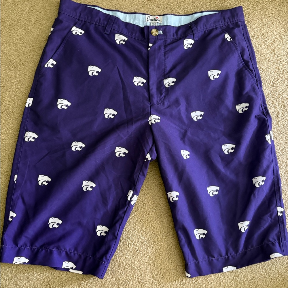 K-State Purple Men's Shorts with Logo Pattern #emaw